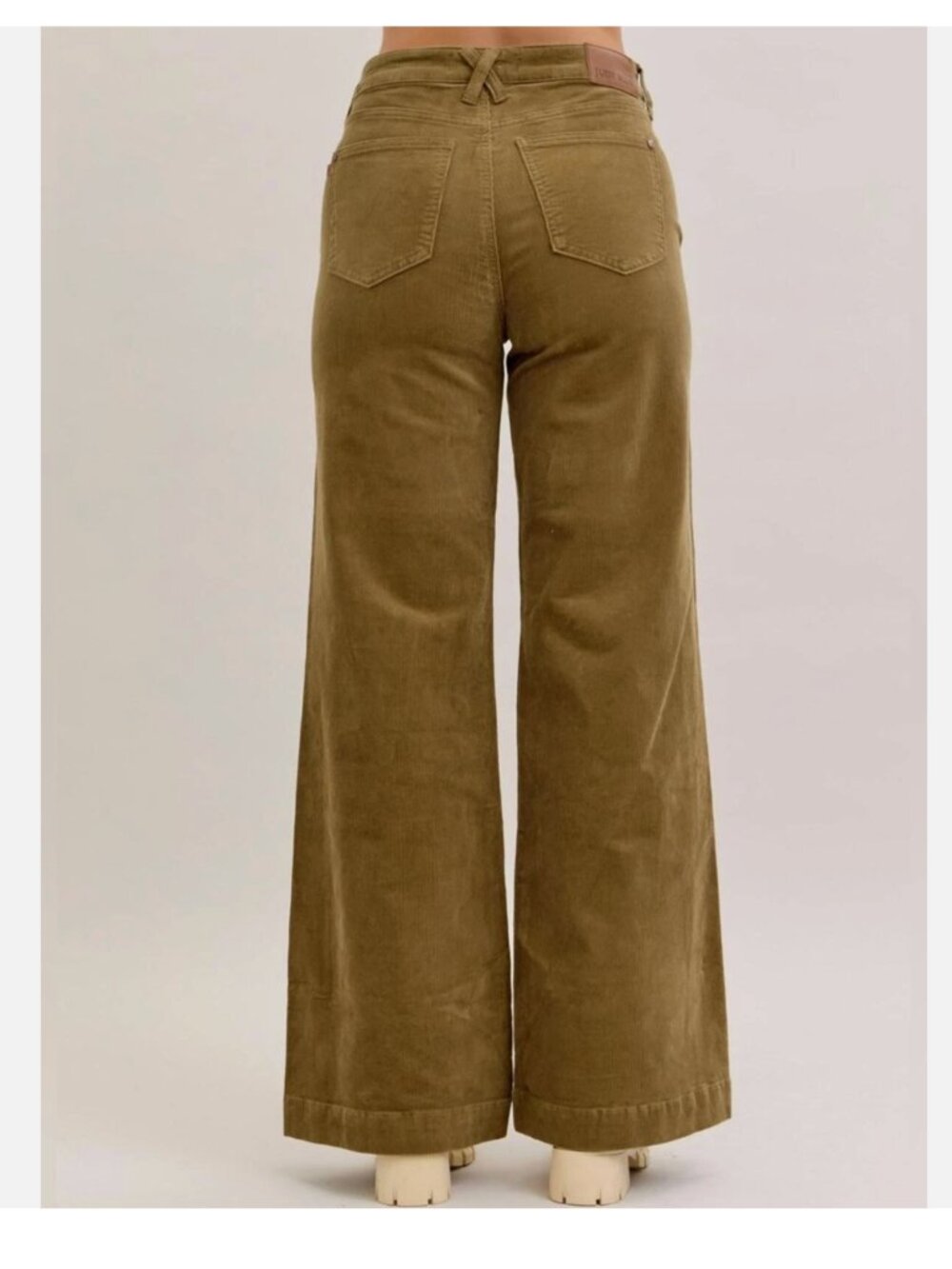 Judy Blue High Waist Olive Corduroy Retro Wide Leg Jeans Size 9/29 - Picture 4 of 16